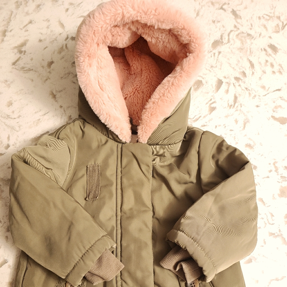 Toddler Girl's Olive Green & Pink Jacket
